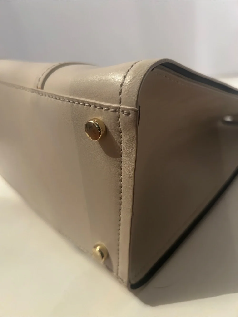 kate spade Cream Leather Tote with Gold Plaque